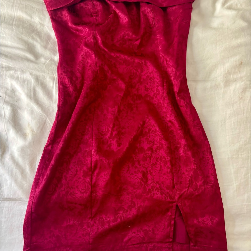 Princess Polly Strapless Floral Red Dress